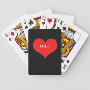 Valentinstag-Monogramm-Initialen des Roten Herzens Spielkarten