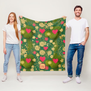 Valentinstag, Monogramm, Moos Fleecedecke