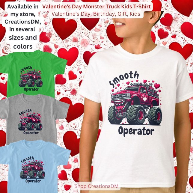 Valentinstag Monster Lkw Kinder T-Shirt (Von Creator hochgeladen)