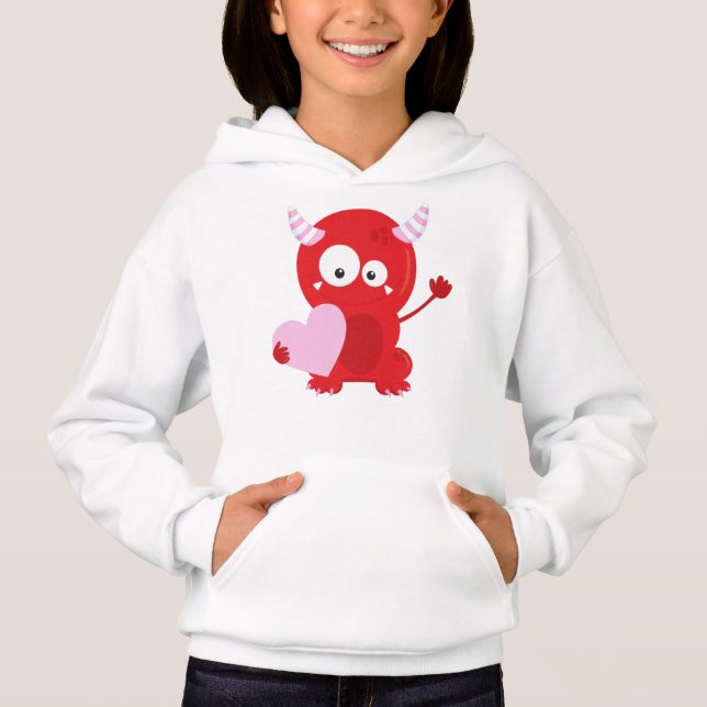 Valentinstag Monster, Niedliches Monster, Herz Hoodie (Vorderseite)