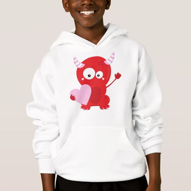 Valentinstag Monster, Niedliches Monster, Herz Hoodie (Vorderseite)