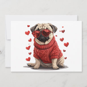 Valentinstag Mops Dog Feiertagskarte