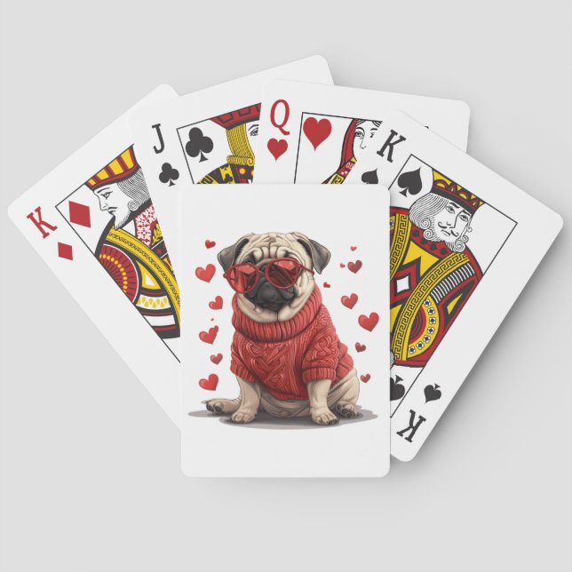 Valentinstag Mops Dog Spielkarten (Rückseite)