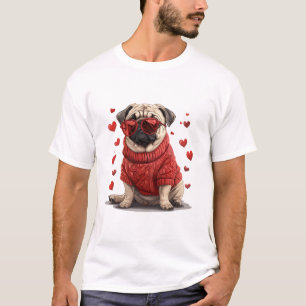 Valentinstag Mops Dog T-Shirt
