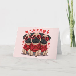 Valentinstag Mops Hunde Feiertagskarte