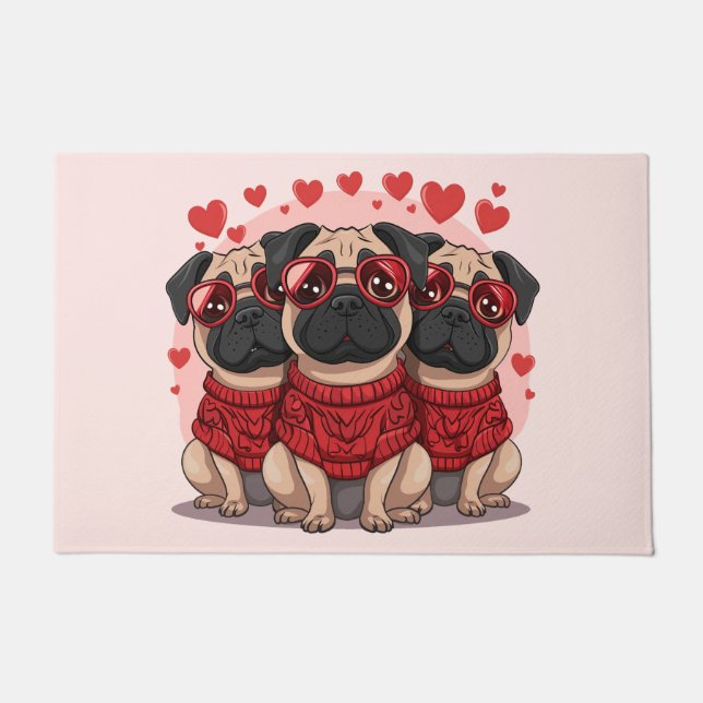 Valentinstag Mops Hunde Fußmatte (Vorderseite)