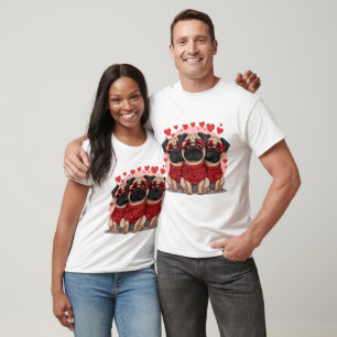 Valentinstag-Mops-Hunde T-Shirt
