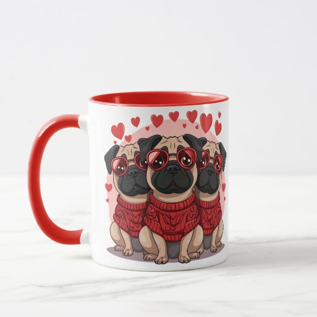 Valentinstag Mops Hunde Tasse (Links)