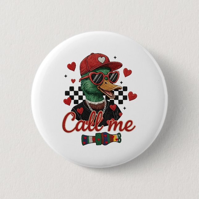 Valentinstag-Moschusschnabel-Entenjagd-Häkelnadel- Button (Vorderseite)