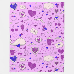 Valentinstag Motive - Nahtloses Muster 2 Fleecedecke