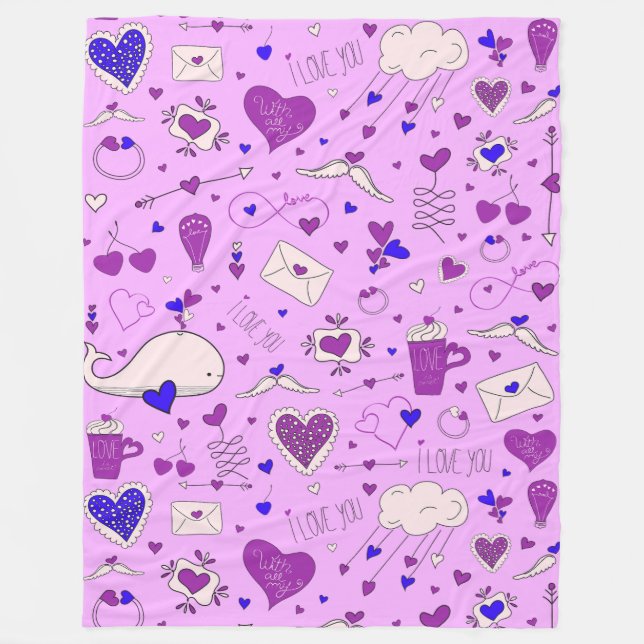 Valentinstag Motive - Nahtloses Muster 2 Fleecedecke (Vorderseite)