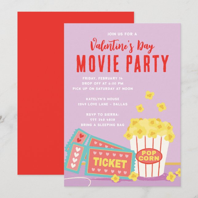 Valentinstag Movie Party Einladung (Vorne/Hinten)