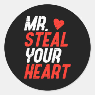 Valentinstag Mr. Steal Your Heart Jungen Kinder Kl Runder Aufkleber