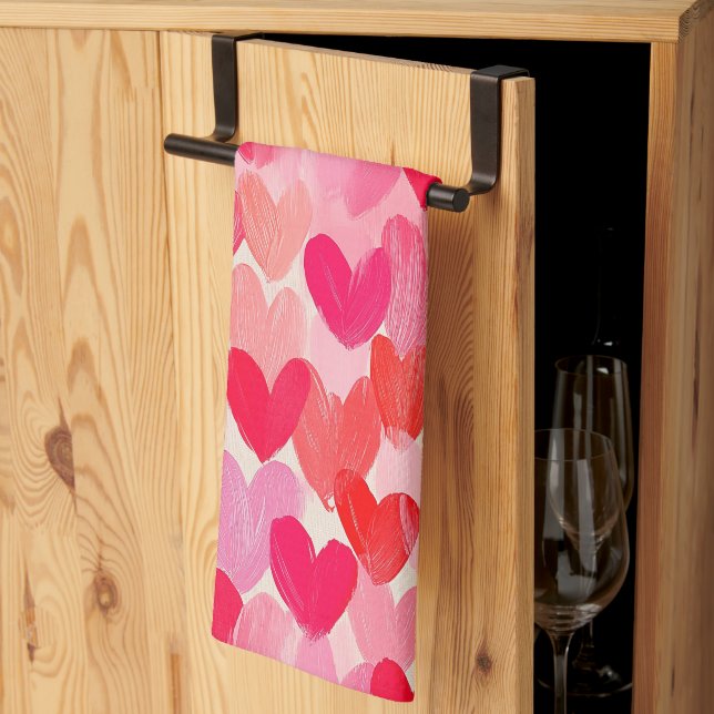 Valentinstag Multi Hearts Muster Liebe Geschirrtuch (Drittel gefaltet)