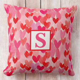 Valentinstag Multi Hearts Muster Liebe Monogramm Kissen