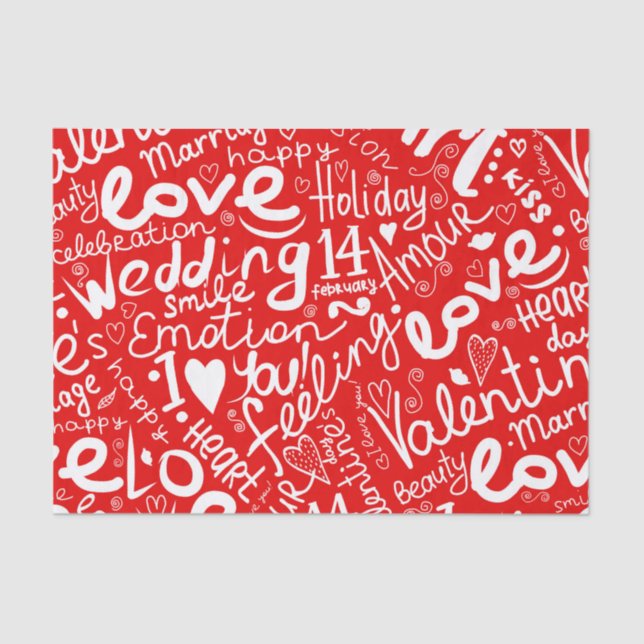 Valentinstag Multi Word Art Seidenpapier (Vorderseite)