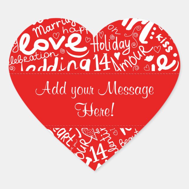 Valentinstag Multi Word Kunst - Anpassen Herz-Aufkleber (Vorderseite)
