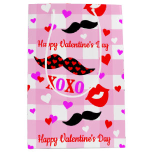 Valentinstag Mustaches Liebe und Kisses Mittlere Geschenktüte