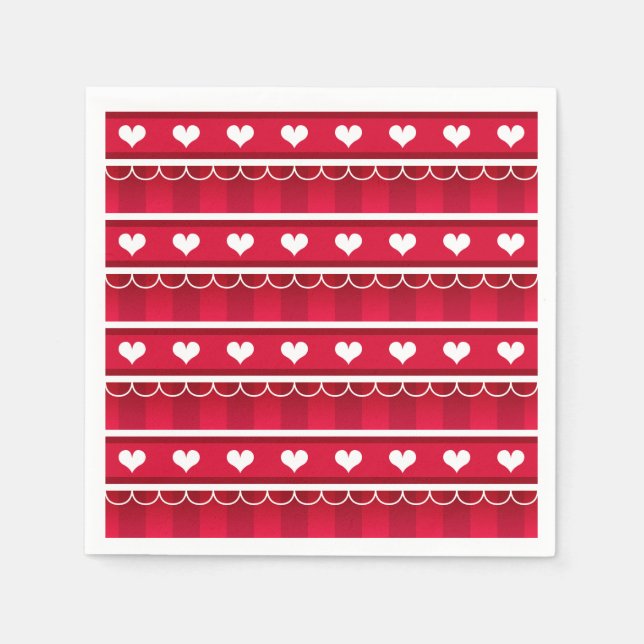 Valentinstag-Muster des Roten Herzens Serviette (Vorderseite)