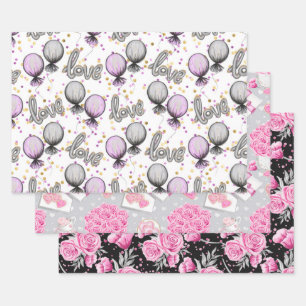 Valentinstag Muster Geschenkpapier Set