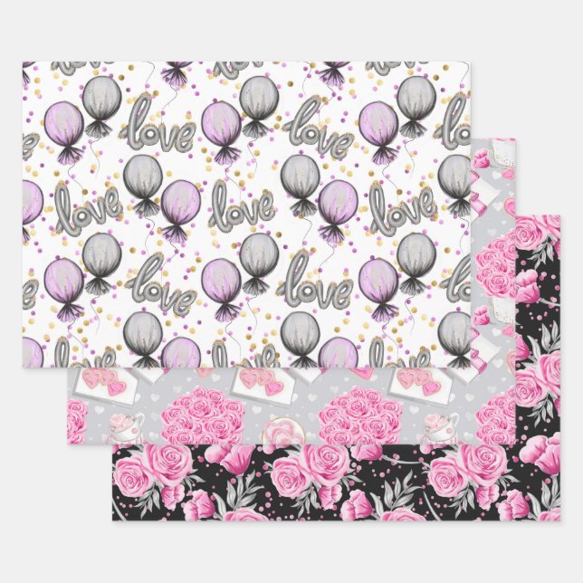 Valentinstag Muster Geschenkpapier Set (Set)