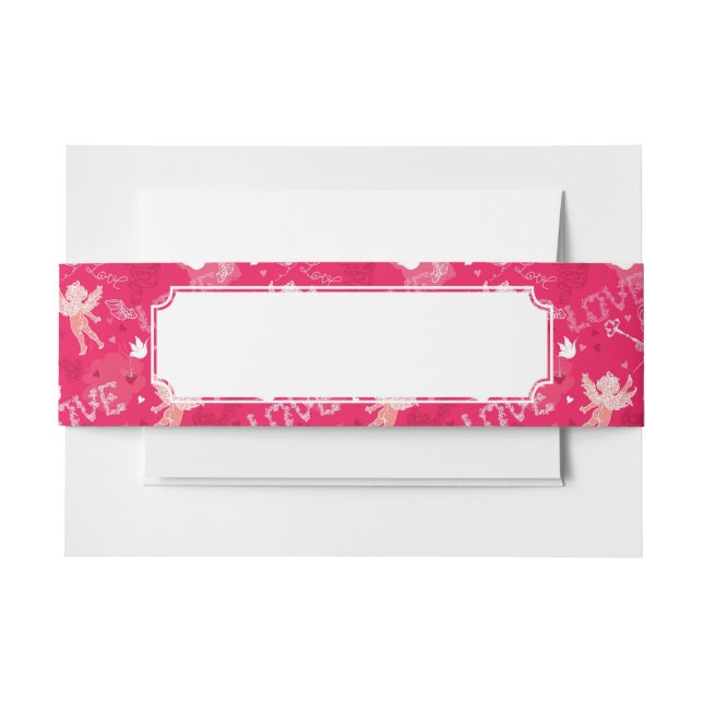 Valentinstag-Muster mit Amor Einladungsbanderole (Vorderseite Beispiel)