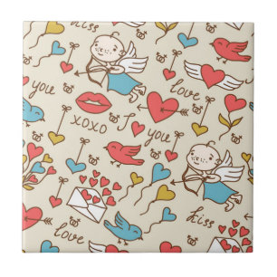 Valentinstag-Muster mit Amor Fliese