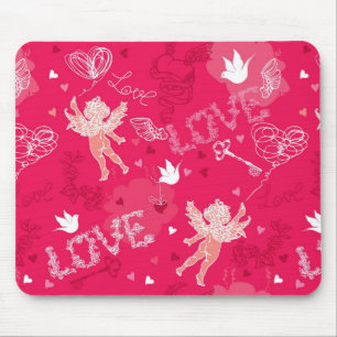 Valentinstag-Muster mit Amor Mousepad