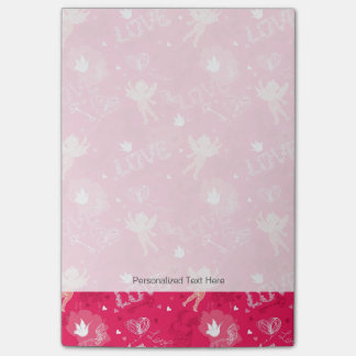 Valentinstag-Muster mit Amor Post-it Klebezettel