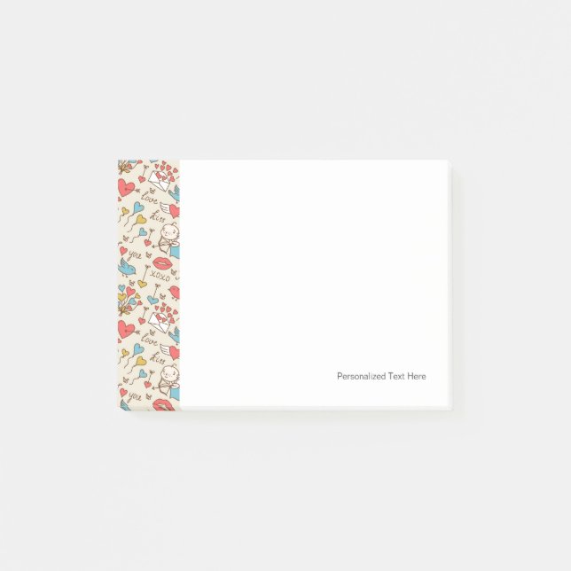 Valentinstag-Muster mit Amor Post-it Klebezettel (Vorderseite)