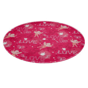 Valentinstag-Muster mit Amor Schneidebrett