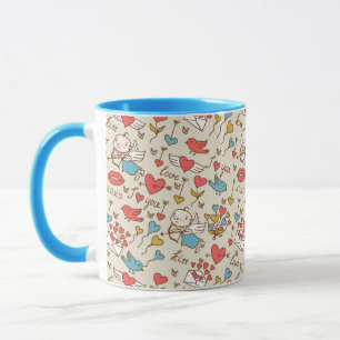 Valentinstag-Muster mit Amor Tasse