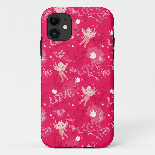 Valentinstag-Muster mit Cupid Case-Mate iPhone Hülle (Rückseite)