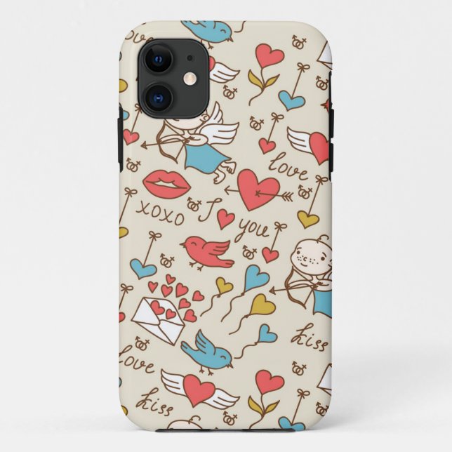 Valentinstag-Muster mit Cupid Case-Mate iPhone Hülle (Rückseite)