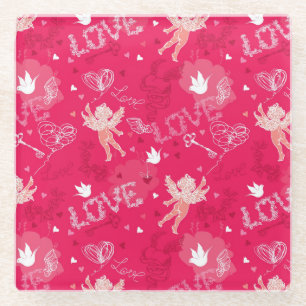 Valentinstag-Muster mit Cupid Glasuntersetzer