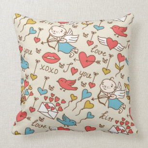 Valentinstag-Muster mit Cupid Kissen