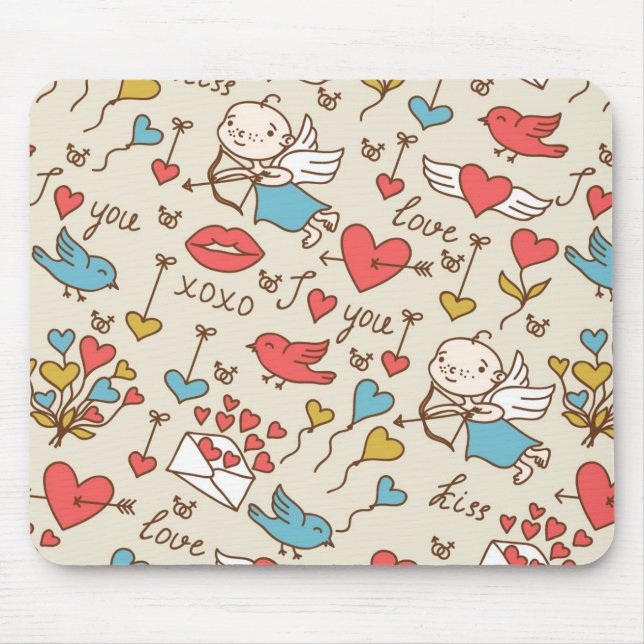 Valentinstag-Muster mit Cupid Mousepad (Vorne)