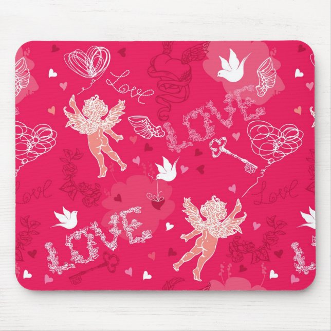 Valentinstag-Muster mit Cupid Mousepad (Vorne)