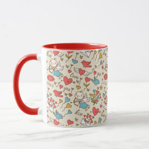 Valentinstag-Muster mit Cupid Tasse