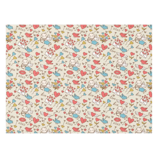 Valentinstag-Muster mit Cupid Tischdecke (Vorderseite (Horizontal))