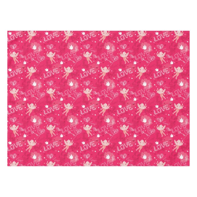 Valentinstag-Muster mit Cupid Tischdecke (Vorderseite (Horizontal))