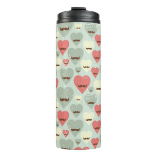 Valentinstag-Muster mit Herz und Schnurrbart Thermosbecher