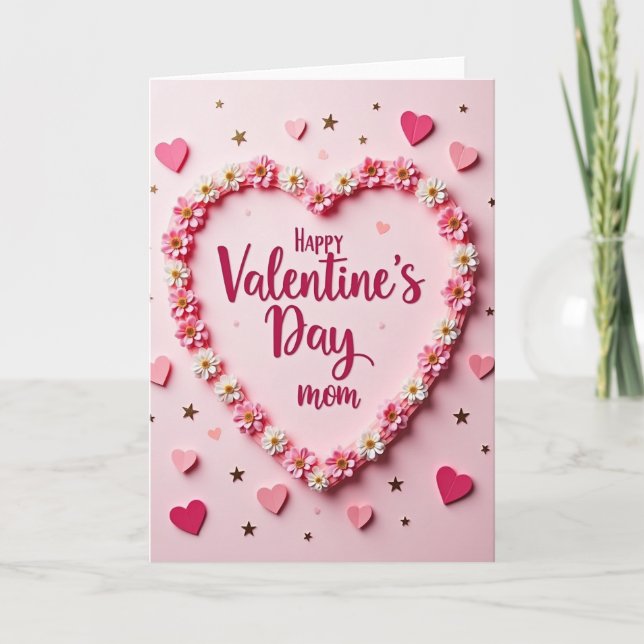Valentinstag-Mutter-Blumenherzkarte Karte (Vorderseite)