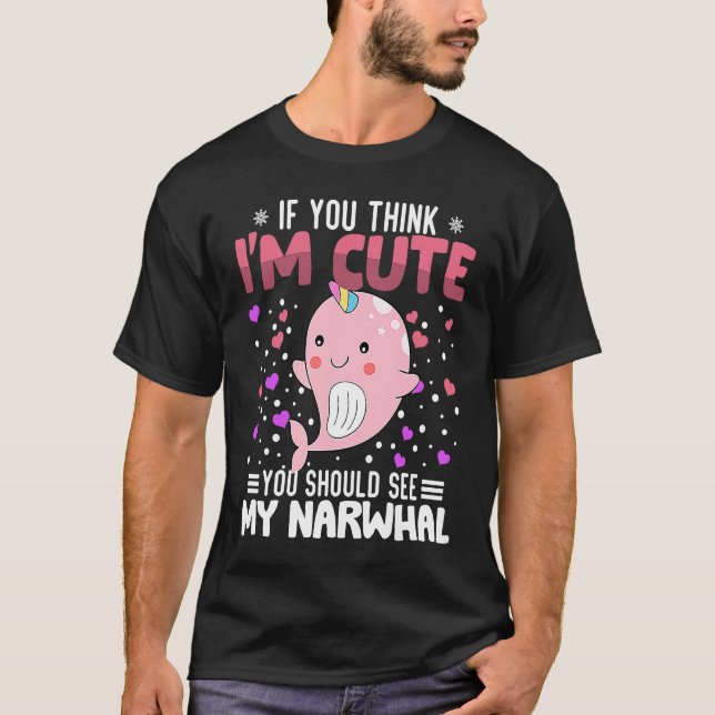 Valentinstag Narwhal Tier für Frauen Ki T-Shirt (Vorderseite)