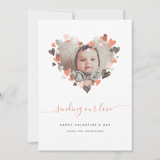Valentinstag neutrales Herzkranz-Foto Ankündigung (Vorderseite)