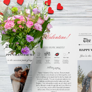 Valentinstag Newspaper Blume Bouquet Red Heart Geschenkpapier Set
