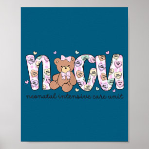 Valentinstag-NICU-Krankenschwester süßer Bär Neona Poster