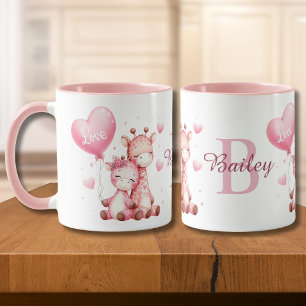 Valentinstag Niedlich Giraffen Holding Liebe Ballo Tasse