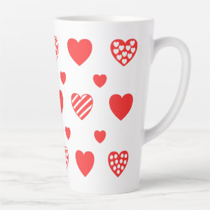 Valentinstag Niedlich Herzklappen weiß 2 Muster Milchtasse
