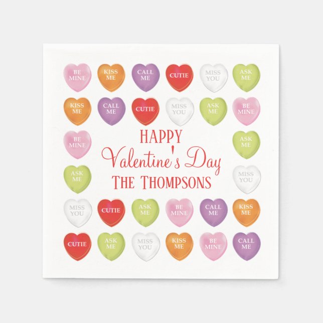 Valentinstag Niedlich Herzkraut Serviette (Vorderseite)
